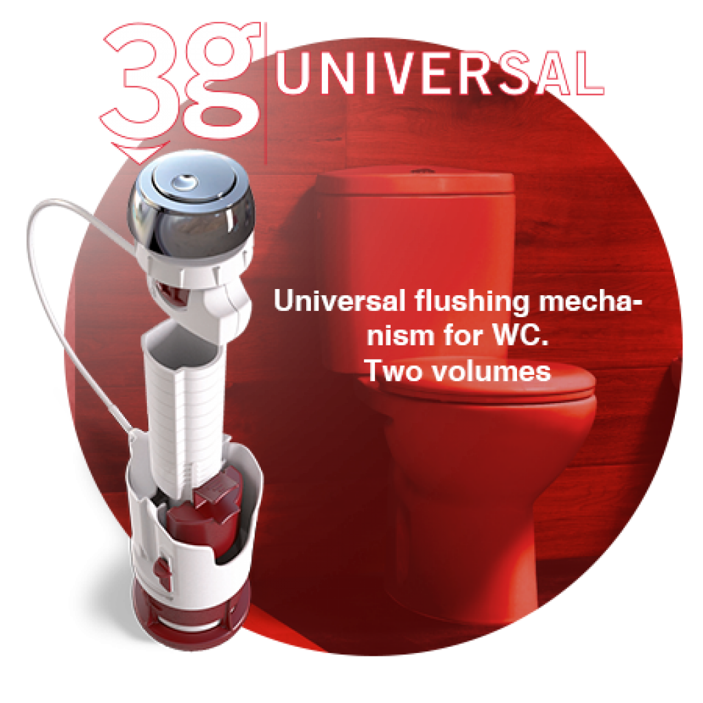 3g Universal flushing mechanism for WC